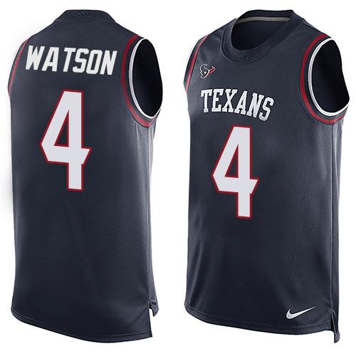 Nike Texans #4 Deshaun Watson Navy Blue Team Color Men's Stitched NFL Limited Tank Top Jersey